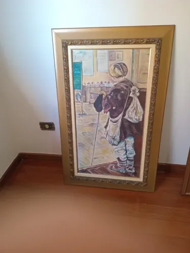 Quadro a óleo em moldura de madeira
