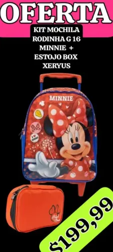 KIT MOCHILA + ESTOJO, MINNIE, LEIAM: