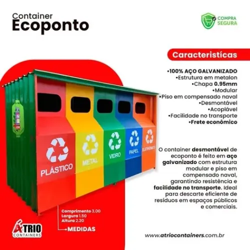Container coleta seletiva dejetos eco ponto