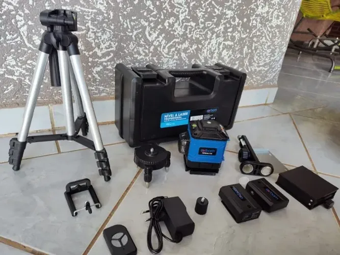 Nível Laser 12 Linhas + Tripé + Maleta Controle 2 Baterias