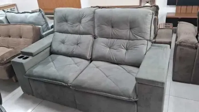 Sofá Retratil e Reclinavel Suiça 2,00 m c/ Porta Copo FAZEMOS ENTREGA!