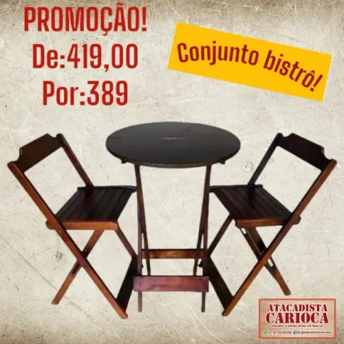Jogo de Mesa Bistrô C/2 Cadeiras Altas