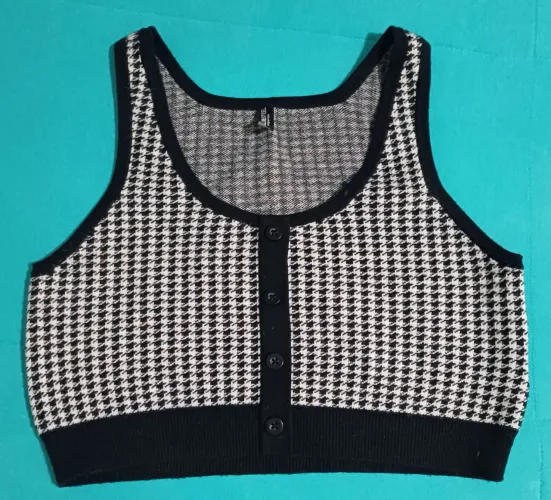 Top Cropped Tricot Houndstooth