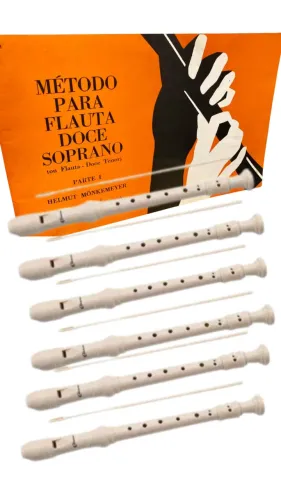 kit 6 Flautas doce germánica + método gratis, escola, colegio - volta as aulas