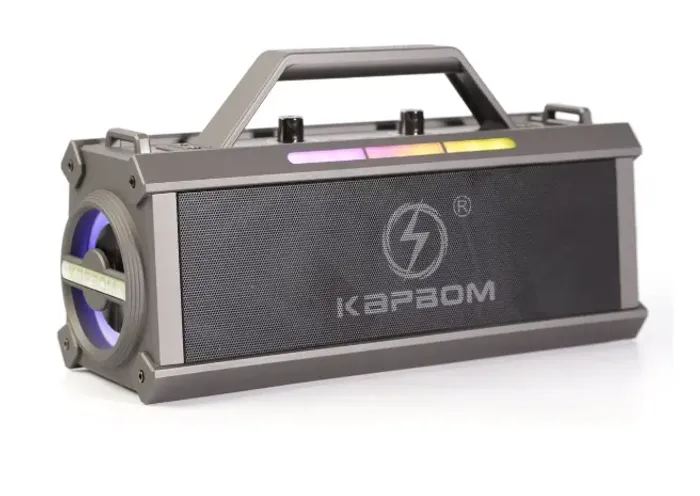 Caixa De Som Kapbom X32 120w Tws Rgb C/ 2 Microfones Sem Fio