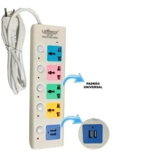 Filtro Linha Universal 4 Tomadas e 2 USB