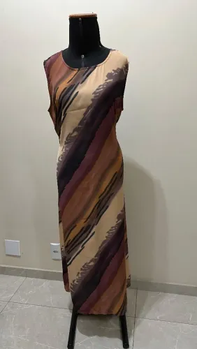 Vestido Longo Estampado Tons Terrosos