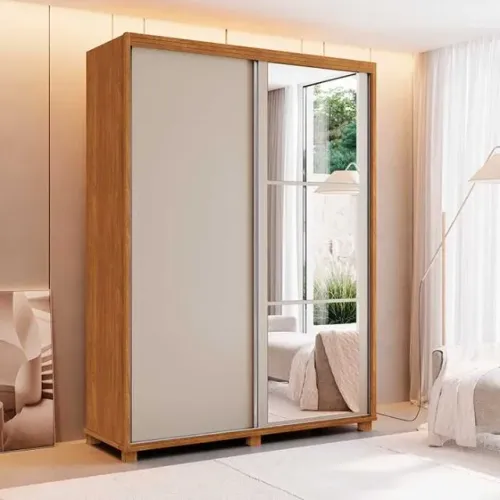 Guarda Roupa 2 Portas 4 Gavetas Com Espelho 100% MDF (FAZEMOS ENTREGA EM ATE 24 HOR