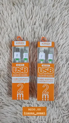 Cabo de Carga 2 metros Carregamento Rápido V8 iPhone Kaidi