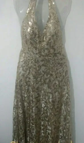 Vestido Longo todo bordado com Paetês.