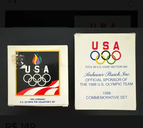 1988+92 Jc Penny + Anheuser Busch 2 Usa Olympic Pin Sets Comemorativo 1988