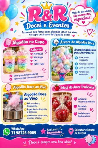 Algodão Doce para festas e eventos