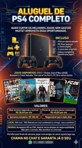 ALUGUEL DE PS4 SÃO LUIS 