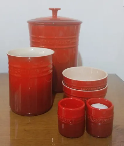Kit Porta Mantimentos +Suportes Velas+Bowls Arroz e Porta Utensílios Le Creuset
