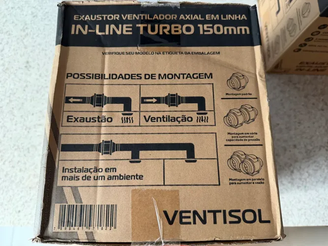 Exaustor Axial In-line Turbo Exl150 150mm 65w - Ventisol Cor Branco