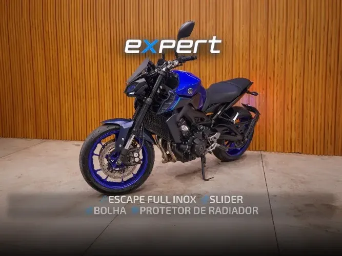 Yamaha MT-09 ABS Azul 2022/23 com 13.800km - Escape Full Inox, Slider, Bolha e Prot de Rad