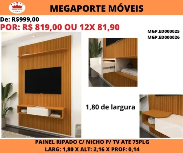PAINEL C/DESENHO RIPADO DE 1,80