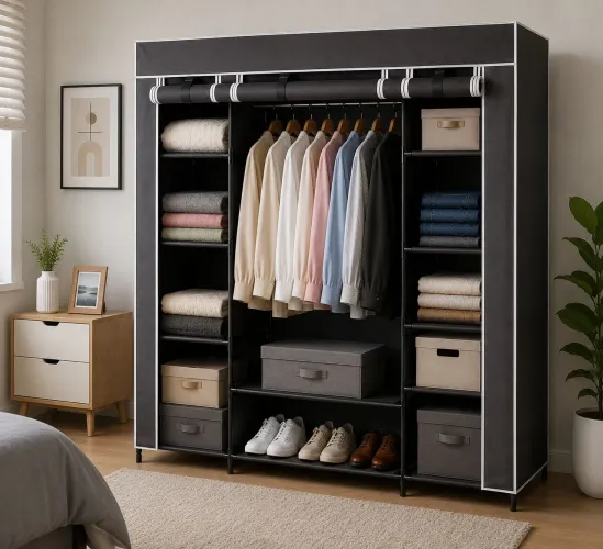 Guarda-Roupa Grande Casal com Nichos e Cabideiro Reforçado