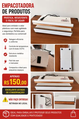 Empacotadora/Seladora de Produtos 127V - Excelente Estado