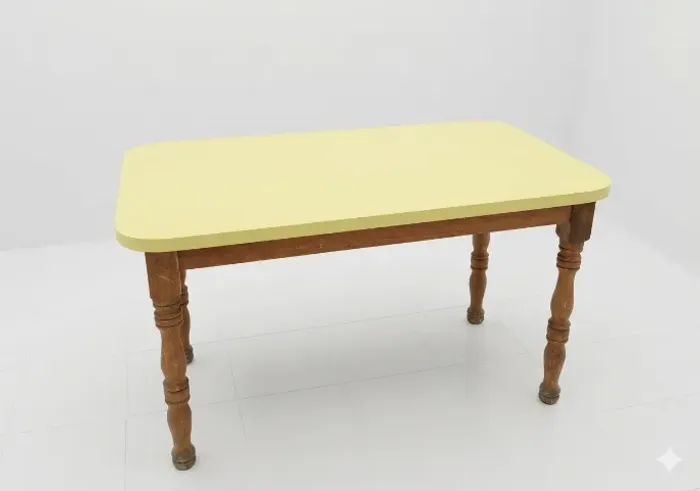 [DESCONTÃO] Mesa Madeira, Formica Amarela 1,3 x 0,77 m - 3 x R$133 no cartão de créditod