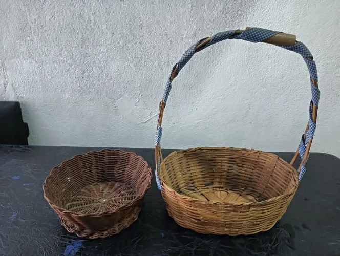 2 CESTA DE VIME ANTIGA *ANOS 80* 31 cm 20 cm VINTAGE