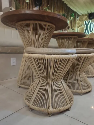 Conjunto Mesas para restaurante redonda madeira