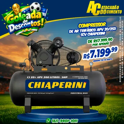 Compressor de Ar Trifásico APV 20/250 5CV Chiaperini