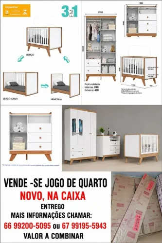 Kit guarda roupa cômoda e berço de bebê 
