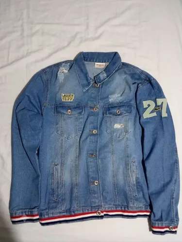 Jaqueta Jeans Lacoste Estilo Varsity / Streetwear - Tamanho GG