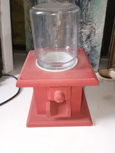 Baleiro Vintage De Madeira Com Pote De Plástico - Ótimo Estado