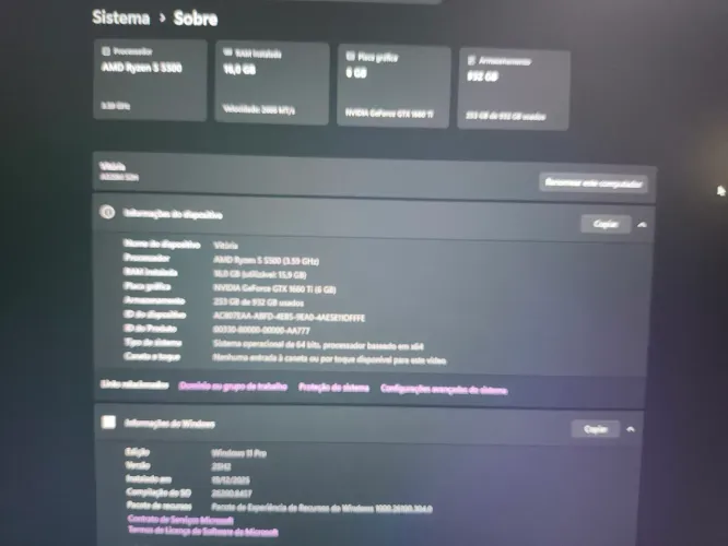 PC Gamer Ryzen 5 5500 GTX 1660 ti<br>16gb ram 1tb ssd