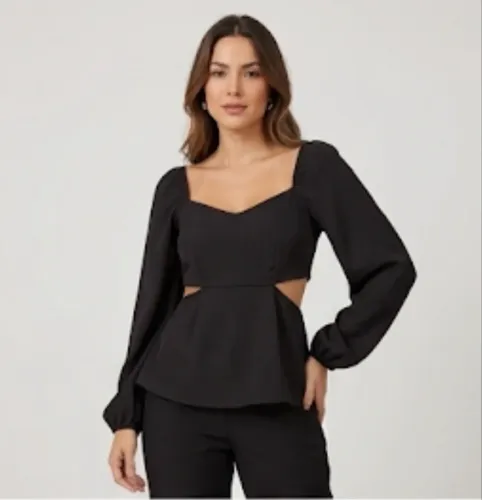 Blusa preta peplum