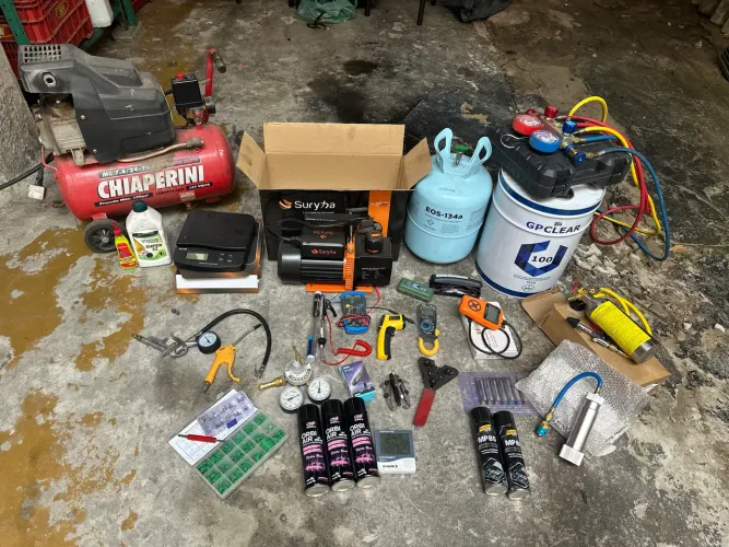 Equipamentos pra manutenção em ar condicionado automotivo