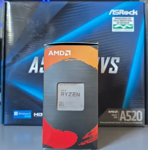 Processador Ryzen 5 5600GT + Placa Mãe A520 AM4 kit top de linha