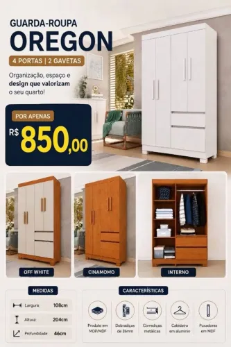Guarda Roupas Novos! Entrega + montagem: apenas R$ 100,00 em qualquer modelo