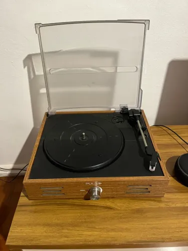Vitrola de Mesa Retrô Pulse SP365 com Tampa de Acrílico Bluetooth V2.1