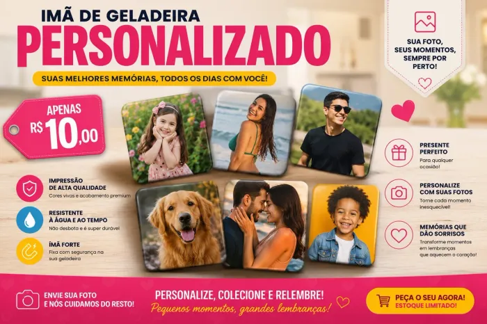 Imã de geladeira personalizado