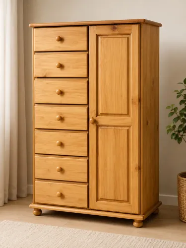 Balcão multiuso 1 porta 7 gavetas mogno NOVO NA CAIXA