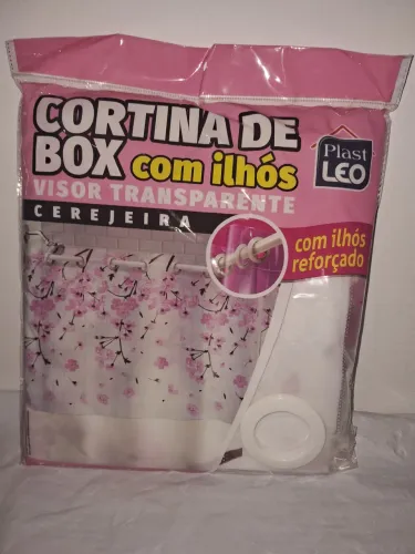 Cortina de Box de Banheiro com Ilhós Plast Leo (Cerejeira) - Nova e Lacrada