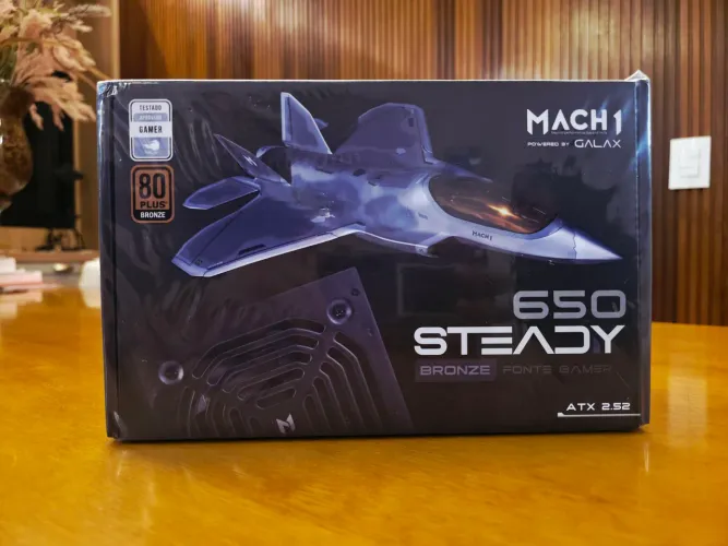 Fonte MACH1 Steady 650W 80 Plus Bronze PFC Ativo Preto Cabos Flat PC Gamer