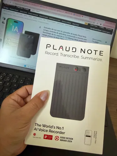 PLAUD NOTE Preto - NB-100 Gravador de voz com IA
