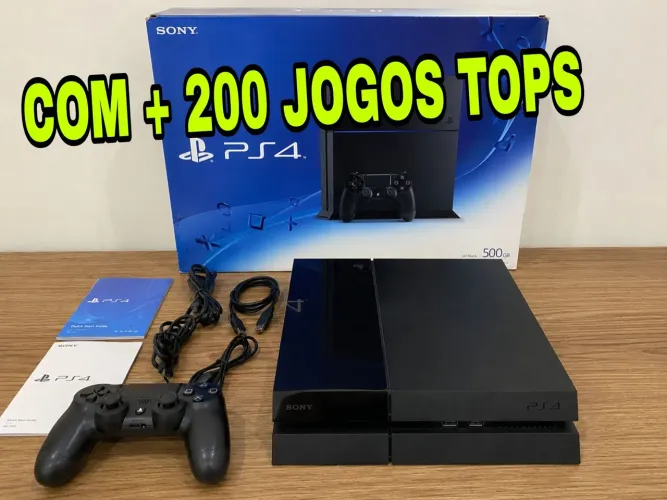 PS4 + garantia + 200 jogos tops
