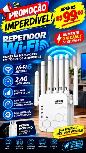 Repetidor Via WiFi 6 Antenas