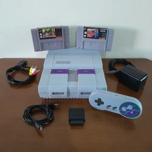 Super Nintendo Completo! 2 Cartuchos Snes Fat (Envio Olx Pay)