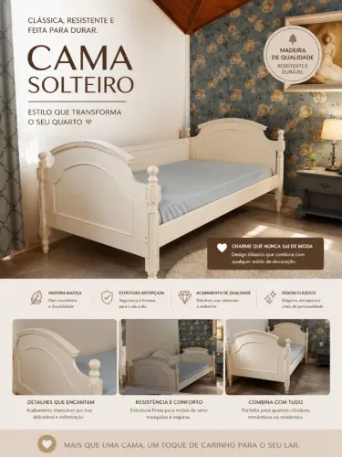 Cama de solteiro  modelo provençal 