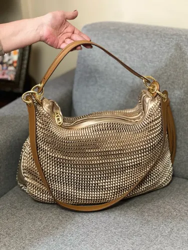 Bolsa Luz da Lua Dourada Metalizada Grande - Nova