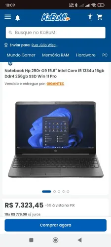 Notebook HP 250 G9 Intel Core i5 16gb 256gb SSD 15.6