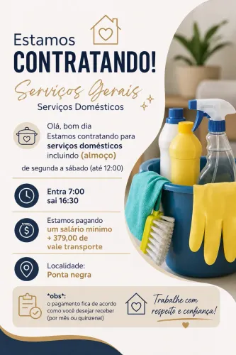Vaga de emprego serviços domésticos