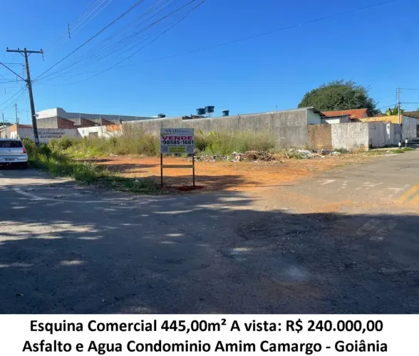 Leia a descrição: Esquina Comercial 445,00m² (Asfalto e Agua) Condominio Amim Camargo