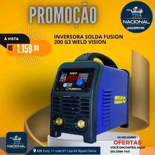 INVERSORA DE SOLDA WELD VISION FUSION 200 G3 - 200A | MMA E TIG | ALTA PERFORMANCE